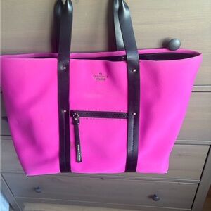 Kate Spade Fuchsia Bag with Black Leather Straps